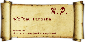 Mátay Piroska névjegykártya