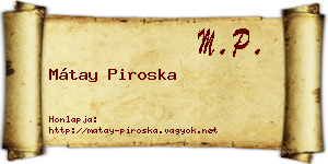 Mátay Piroska névjegykártya